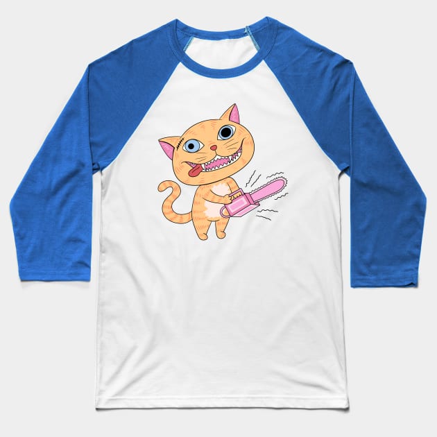 Chainsaw Cat Baseball T-Shirt by Studio Marita
